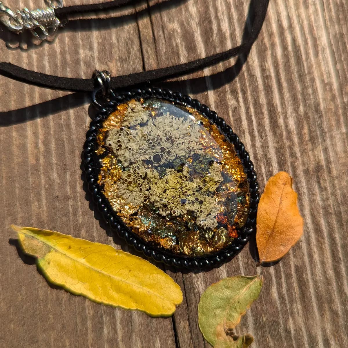 The Lichen Flame Resin Pendant Necklace 