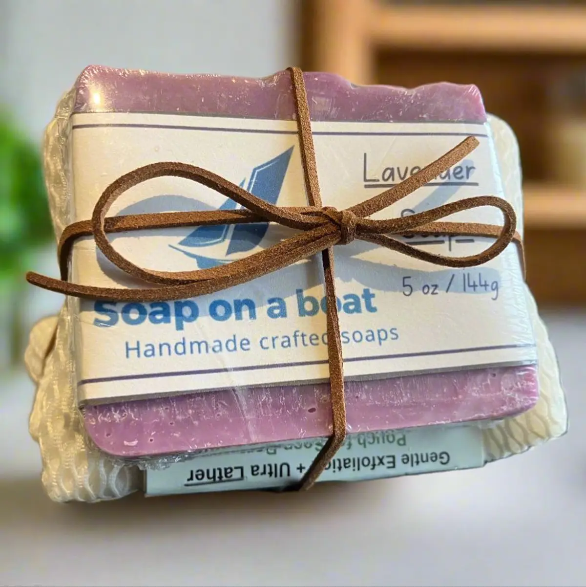 Front view of handmade organic soap