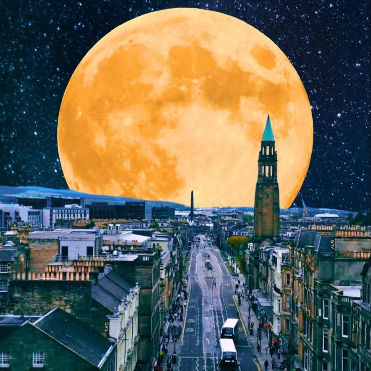 Edinburgh night sky digital art 