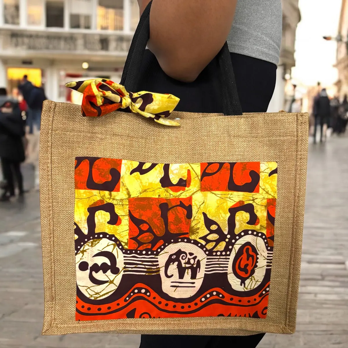 Handbag with african material, for women, all occasion, durable, 35cm width and 30cm length