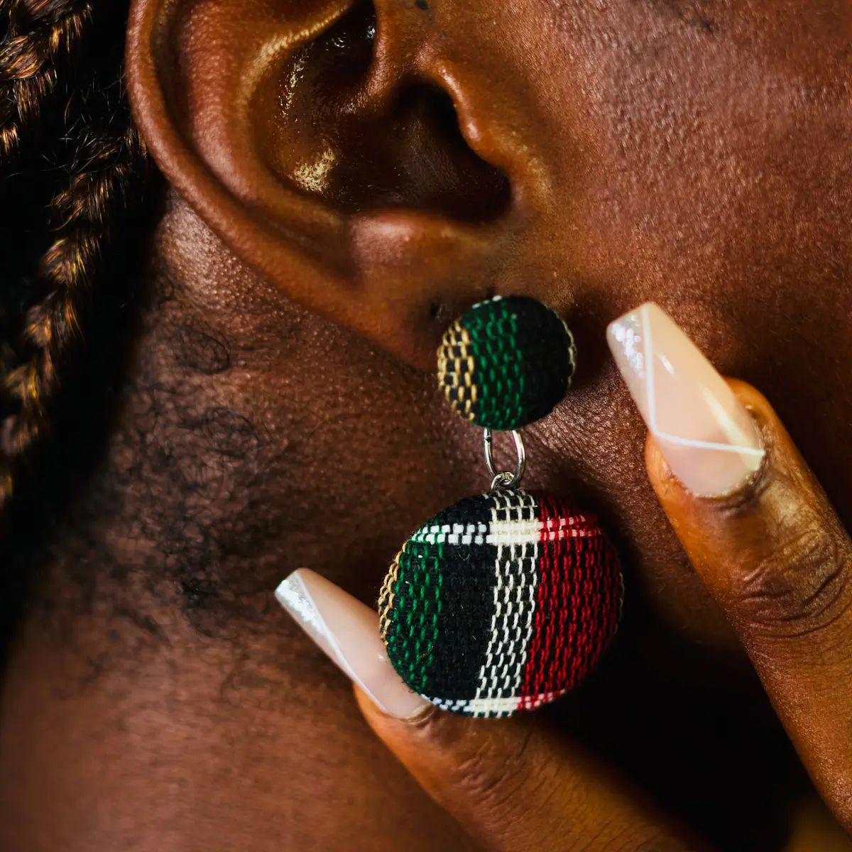 A Double-layered Handwoven Aso Oke Earrings for Women