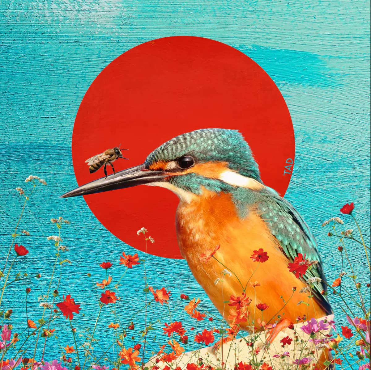 Digital birds and bees collage 