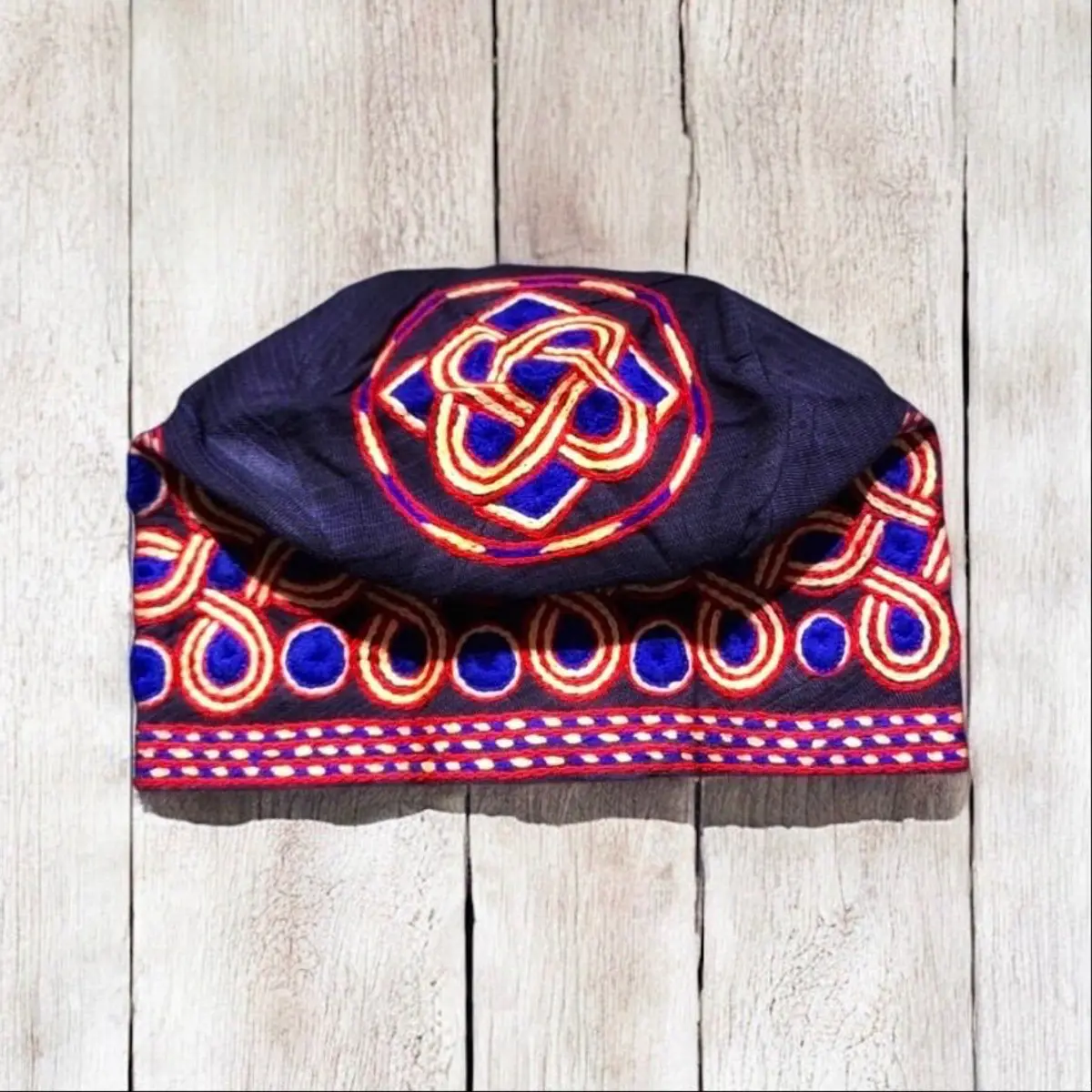Handmade Blue Aso Oke Ijebu Cap for Men