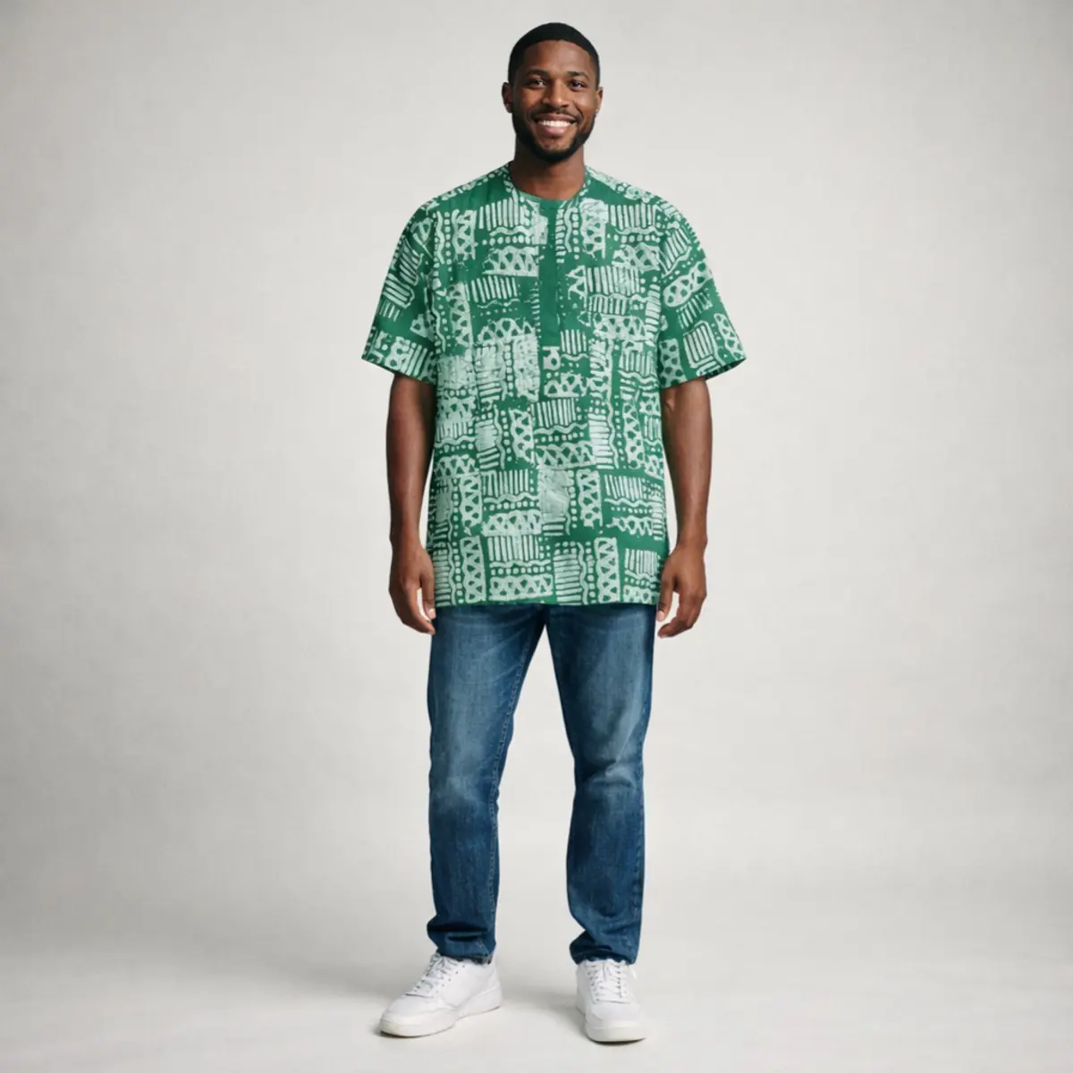 Adire Pattern Shirt for Men - Stylish Handmade Nigerian Fashion