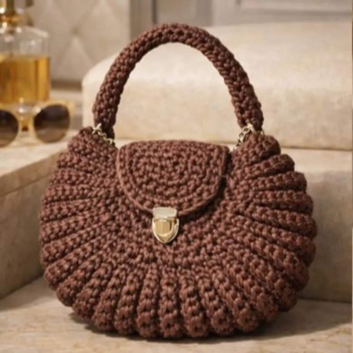 Coffee brown mini moon bag