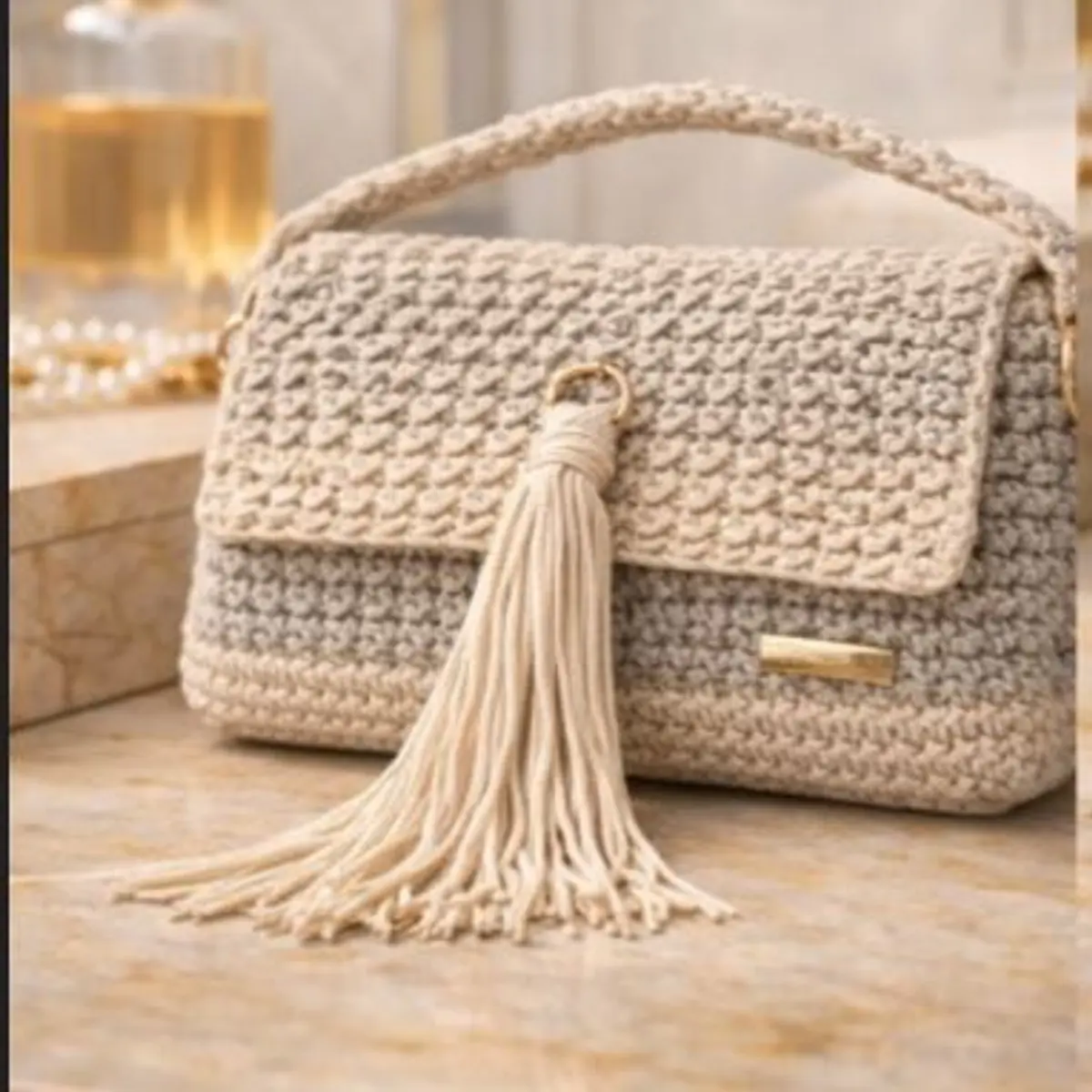 Statement Bag - Handcrafted Crochet in Grey