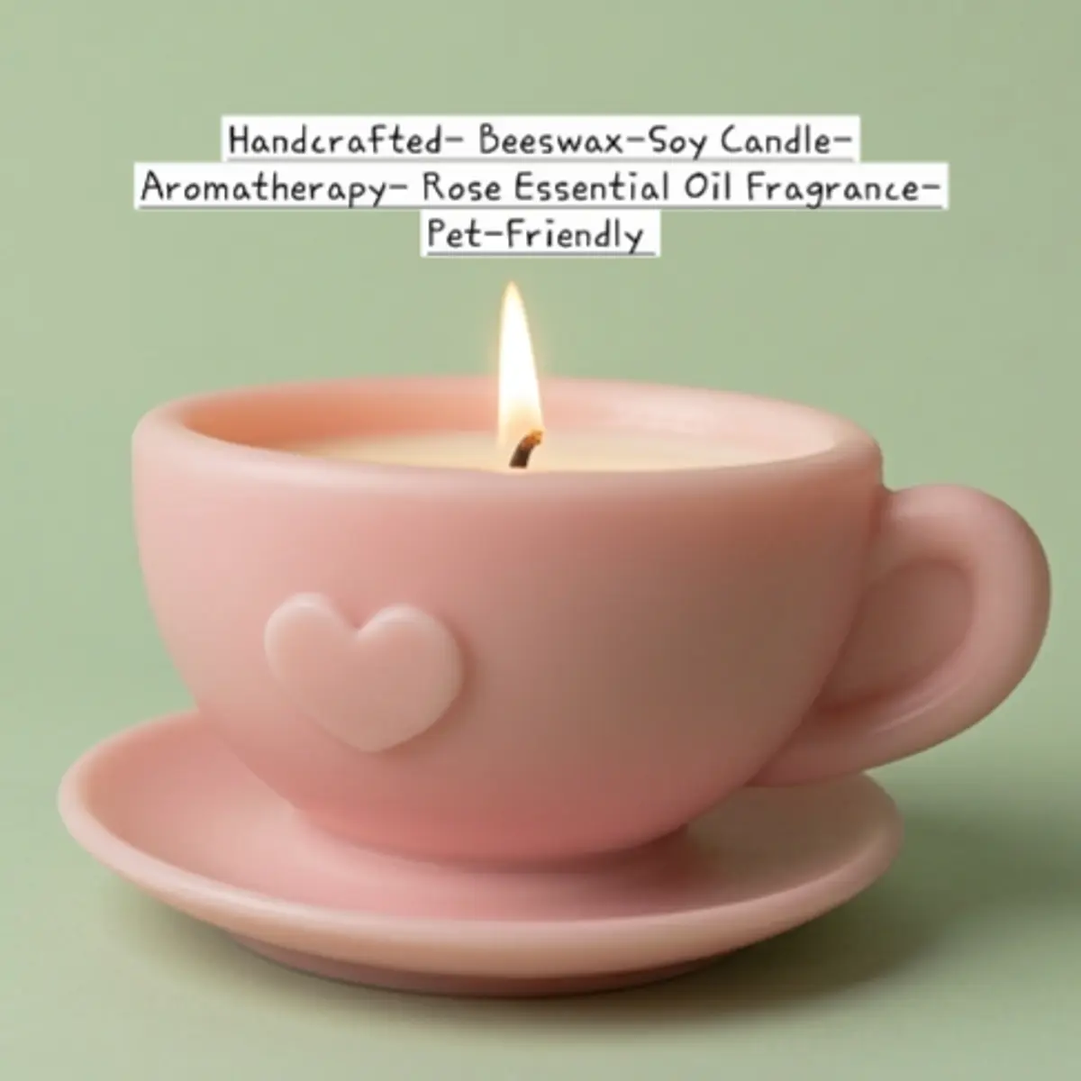 Handcrafted Beeswax-Soy Teacup Candle | Rose Essential Oil Aromatherapy | Pet-Friendly Artisan Candle